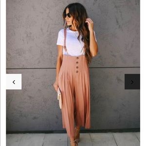 Flowy blush colored overalls